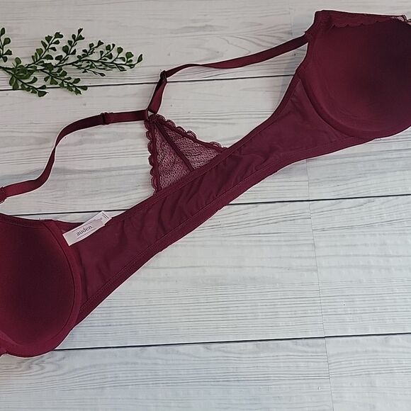 Auden racerback underwire bra with front closure - burgundy red Size 36D - Picture 8 of 9